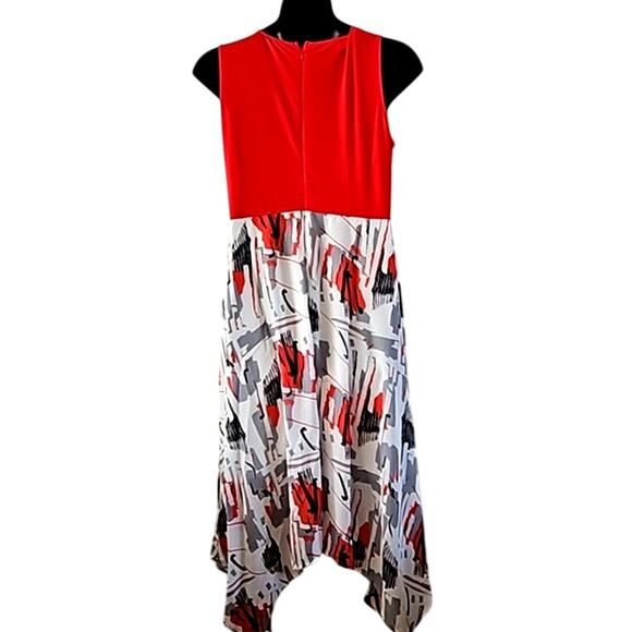 Truth + Style Regular Mix Media Chiffon Midi Dress - Women's Large, Red/Grey - Picture 7 of 9
